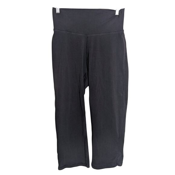 PATAGONIA Black Fold Over Crop Capri Leggings Pants Women Size L Sustainable - Picture 1 of 13